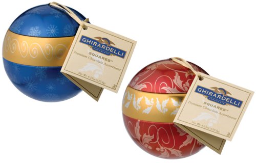 Ghirardelli Chocolate Squares Tin Christmas Ornaments [Set of 2] by Ghirardelli