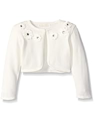 Apparel: American Princess Little Girls Flower Neckline Cardigan Sweater, Candlelight, Small - American Princess Girls 7-16
