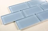 3x6 Blue Glass Mosaic Tile - Bathroom Tile & Kitchen Backsplash Tile (price per square feet, 8 pieces)