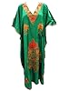 Green Silk Kaftans Kashmir Crewel Embroidered Abaya Caftans Maxi Dress XXL