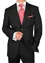 Executive Signature Collection Italian 2 Button 2pc Mens Suit Flat Front Pants Merino Wool Extra Fine Perfect for Every Occasion Black Stripe