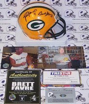 Bart Starr & Brett Favre Autographed Green Bay Packers Mini Football Helmet