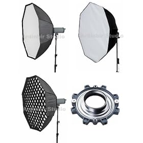 Ardinbir Studio 48 120cm Octagonal Softbox Diffuser with Eggcrate Grid for Photogenic Flash Monolights