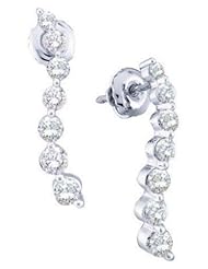 1 cttw 14k White Gold Diamond Journey Earrings (Real Diamonds: 1 cttw)