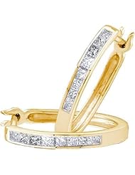 14KT Yellow Gold 0.30 CTW Diamond Invisible Hoops