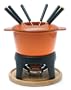 Sierra 11-Piece Meat Fondue Set, Orange Enameled Pot