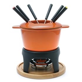Sierra 11-Piece Meat Fondue Set, Orange Enameled Pot by Swissmar