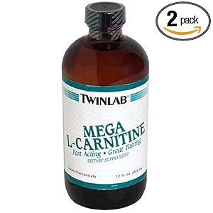 TwinLab Mega L-Carnitine Liquid Concentrate, 12-Ounce Bottles (Pack of 2)