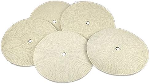5 piece 10" 20 Ply White Spiral Stiched Buffing Wheels 1" Arbor