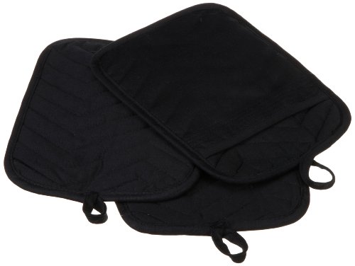 Kane Home Products Black Quilted Pocket Potholder, Set of 3