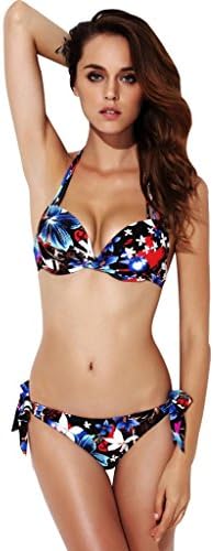Thr Fille Women's Sexy Mold Cup Degrees Bikini Suit M Printed