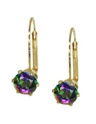 Jewelry: 2.00 Ct 6mm Round Mystic Topaz Gold Plated Leverback Earrings