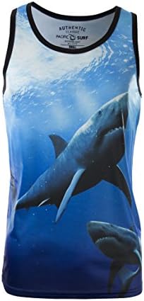 Men's Sublimation Summer Slim Fit Tank Top Swimming Sharks Medium