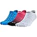 Nike Women's Dri-FIT 3-Pair Tab No-Show 3-Pack Socks (Small, White/Blue/Vivid Pink)