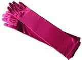 Adult 15 Long Elbow Length Lycra Satin Gloves Fuchsia