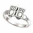 Sterling Silver Ring - Owl - 3mm Band Width - 8mm Face Height - Sizes: 4-9