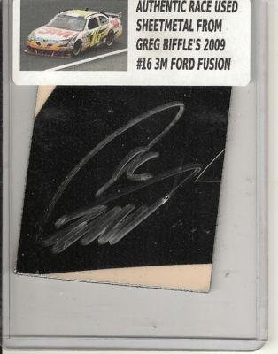 Greg Biffle Signed Race Used Nascar Sheetmetal 3m Coa - NASCAR Autographed Race Used Items