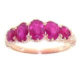 14K Rose Gold Ladies 5 Stone Ruby English Victorian Style Ring - Finger Sizes 5 to 12 Available