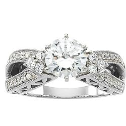 14K White Gold Diamond Semi Mount Engagement Ring