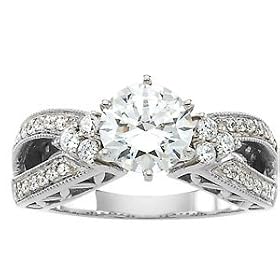 14K White Gold Diamond Semi Mount Engagement Ring (0.33 ctw, G-H, SI1) by