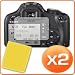 [PACK OF 2]. CANON EOS 500D ANTI SCRATCH SCREEN PROTECTOR. CLEAR FILM. Easily attachable without trapping air bubbles. Cleaning cloth included.
