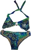 Women's Ed Hardy Swimwear Bathing Suit 2 Pc. Bikini Halter Brazilian Blue