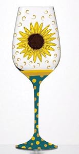 Handpainted Wine Glass, Sunflower Scape