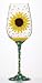 Handpainted Wine Glass, Sunflower Scape