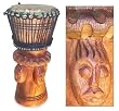 Wood bougarabou drum, 'Faces' Wood bougarabou drum, 'Faces'