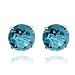 Jewelry : 14k White Gold 6mm Blue Zircon 4-Prong Stud Earrings