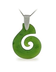Silver Pendant with Green Jade 30mm