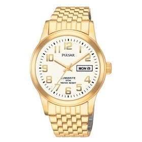 Pulsar Men's Dress Gold-Tone Stainless Steel Watch #PXN110
