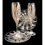 Enchantment Design - Hand Painted - Matching Set of Toasting Flutes - 6 oz. & 7 inch Cake Plates