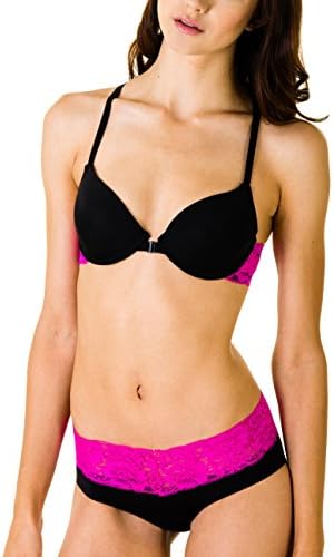 Bella Intimates Junior's Front Closure Push-Up Bra & Matching Panties (36B-Medium, Black)