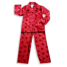 Dream Apparel – Girls Long Sleeve Heart Pajamas, Red