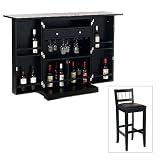 Home Styles 5691-99 / 5123-89 Steamer Folding Bar and Pub Stools in Ebony Set