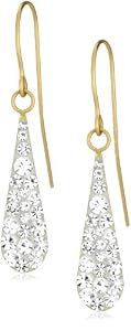 Boucles d'Oreilles Pendantes - Femme - Or jaune (9 carats) 0.4 Gr - Cristal