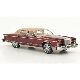Lincoln Continental Town Car, met.-dark-rot/light-brown, lim. Aufl. 500, 1977, Model Car, Ready-made, American Excellence / Neo 1:43