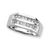 14K White Gold 1 ct. Princess Cut Diamond Men's Ring
