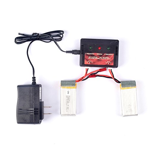 YouCute 2pcs 7.4v 1200mah official battery and 1to2 Charger for MJX X101 Rc Quadcopter Drone Spare Parts