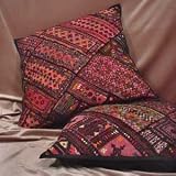 Akbar Indian Sari Floor Pillow Cushion Covers (Set of 2)