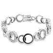 Silvertone, White CZ's,Prong Set, Box Clasp, Circle Shaped