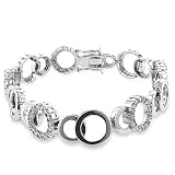 Silvertone, White CZ's,Prong Set, Box Clasp, Circle Shaped