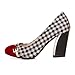 Charm Foot Vintage Damier Womens Chunky Heel Pumps Shoes