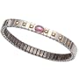 NOMINATION Thin Bracelet in stainless steel and 18k gold with one precious stone (PINK TOURMALINE)