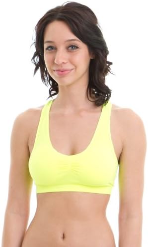 Trinity Tribe Women's Racerback Sports Bra Top, Neon Lemon-One Size