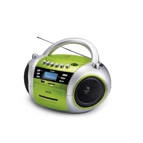 jWIN Portable MP3 CD Boombox with AM FM Radio, Cassette Player and USB SD MMC (Green) by jWIN