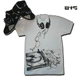 8&9 GET BUSY Printed Men's T-shirt By EIGHT & NINE DESIGNS White/Black Pen Colorway 8&9 Dj Tee