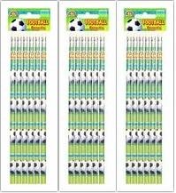 3 PACKS OF 6 Football Soccer Party Bag Pencils with Eraser - Boys Party Bag Fillers Pencils
