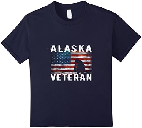 Kids Alaska Veteran T-shirt, US Flag and soldier Shirt 4 Navy